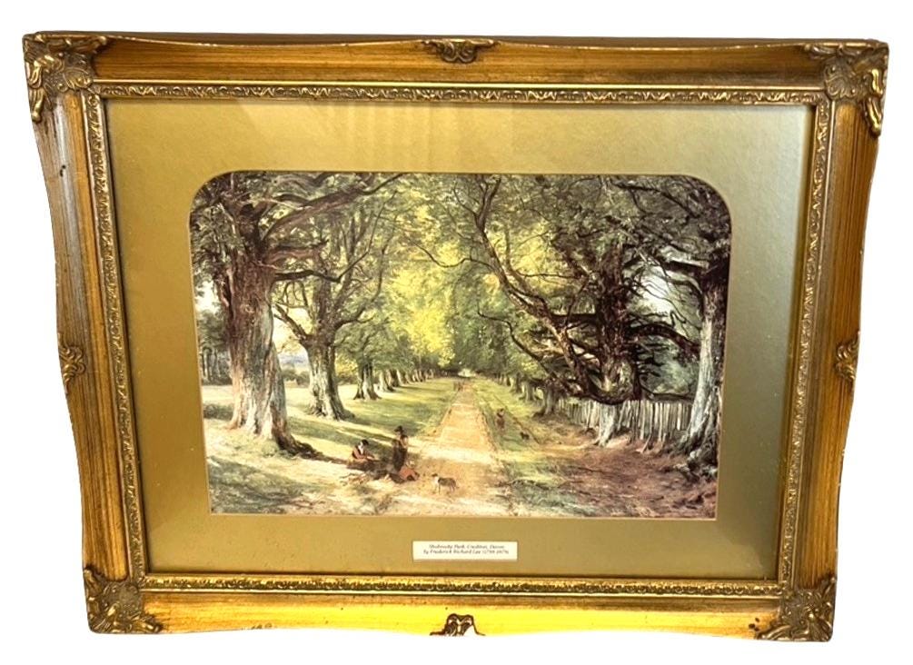 Frederick Richard Lee Print Shobrooke Park Crediton Devon Framed Picture 46cm