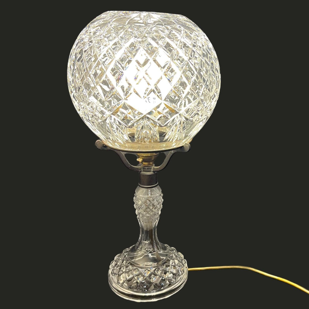 Vintage Cut Crystal Globe Table Lamp | Heavy Lead Crystal Style | 35cm VGC