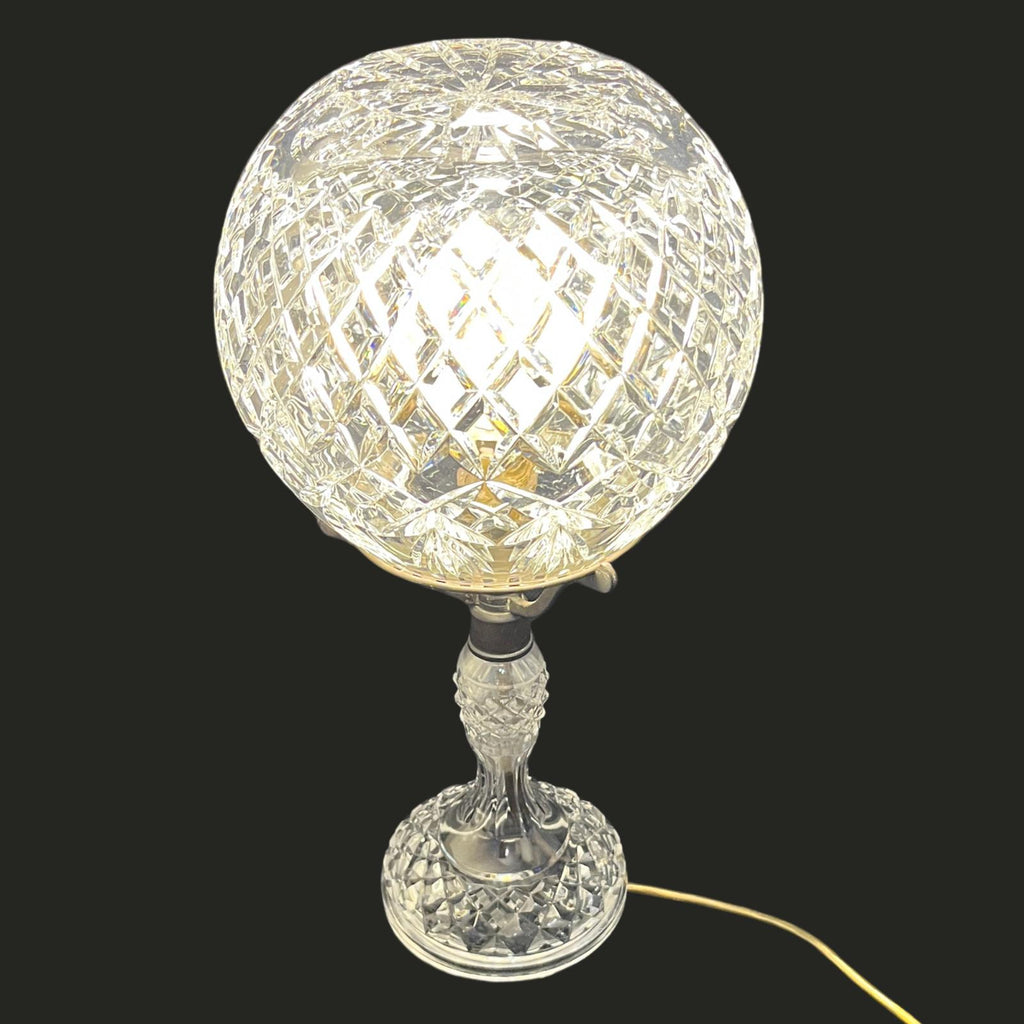Vintage Cut Crystal Globe Table Lamp | Heavy Lead Crystal Style | 35cm VGC