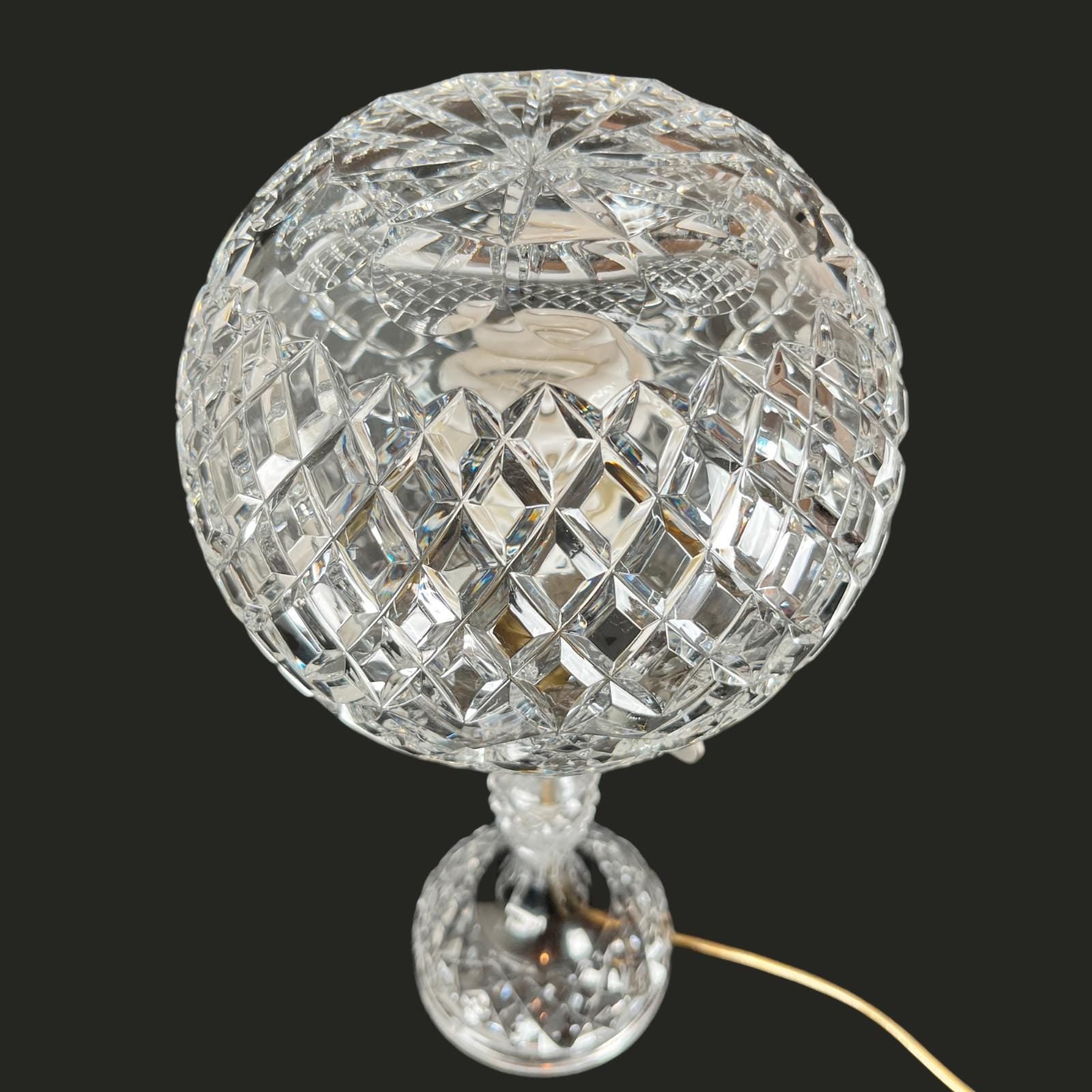 Vintage Cut Crystal Globe Table Lamp | Heavy Lead Crystal Style | 35cm VGC