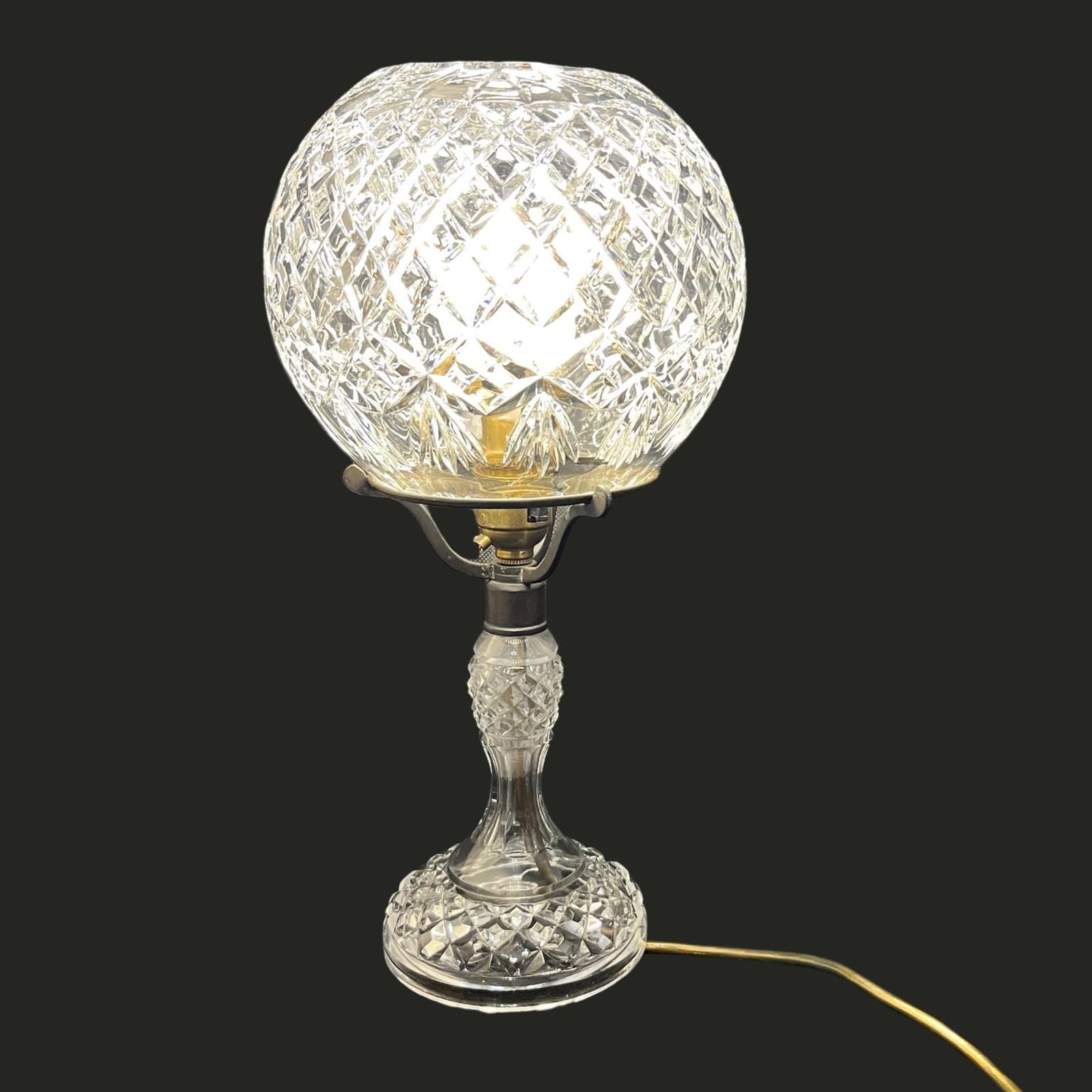 Vintage Cut Crystal Globe Table Lamp | Heavy Lead Crystal Style | 35cm VGC