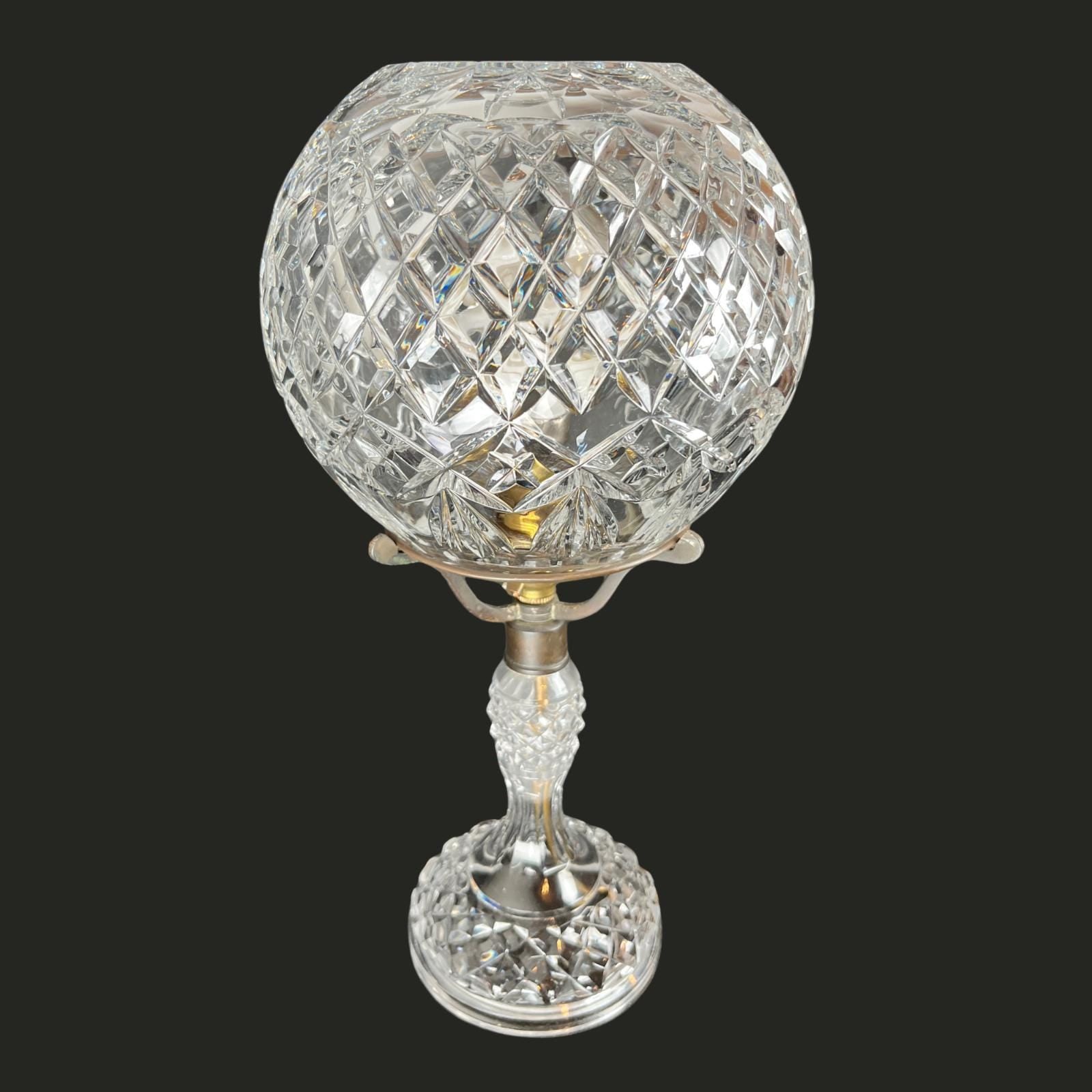 Vintage Cut Crystal Globe Table Lamp | Heavy Lead Crystal Style | 35cm VGC