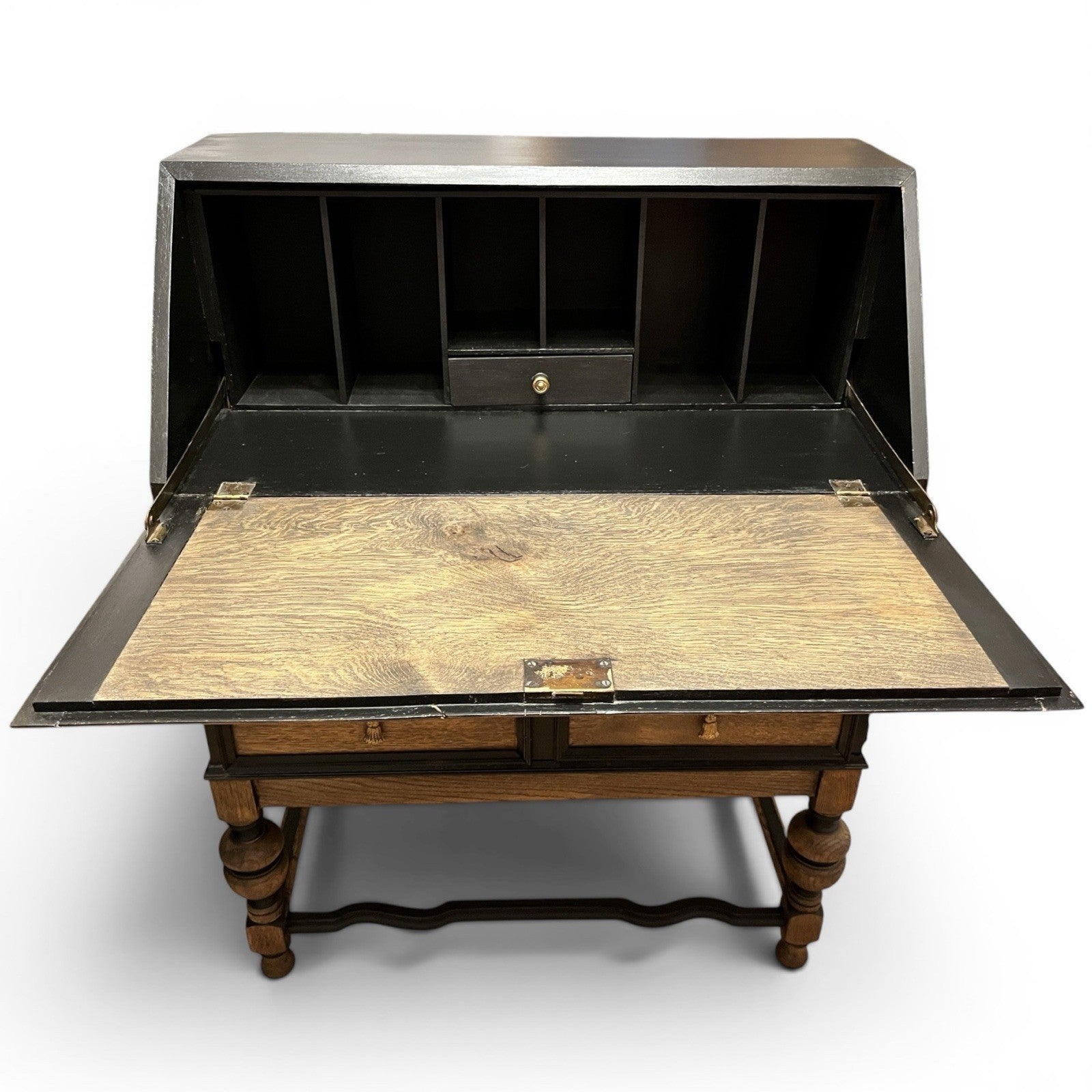 Vintage Oak Bureau Writing Desk / Fall Front Bureau / Refinished Storage Cabinet