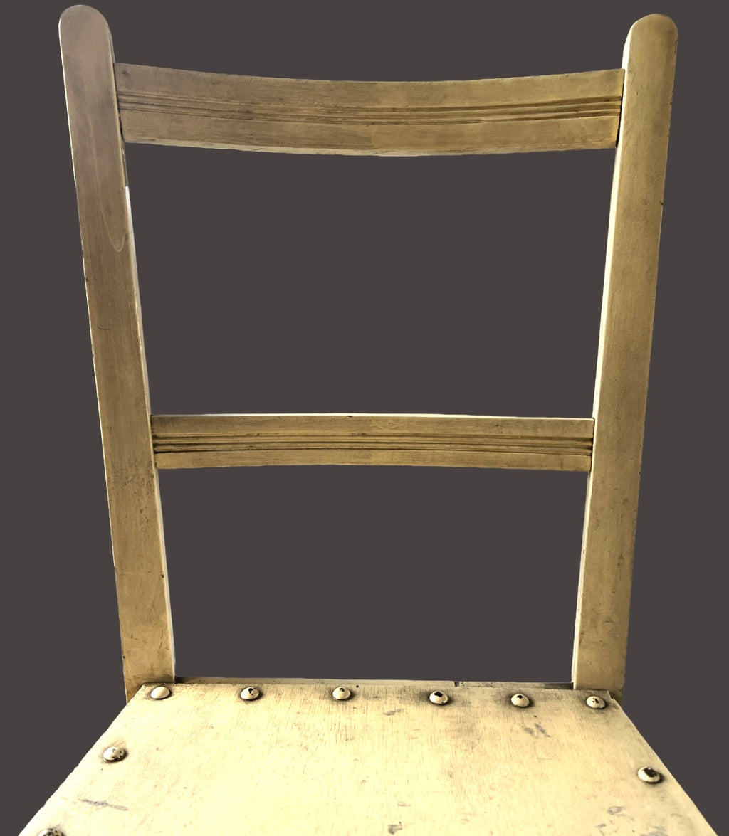 Vintage Rustic Farmhouse Chair Turned Legs Studded Seat 84cm
