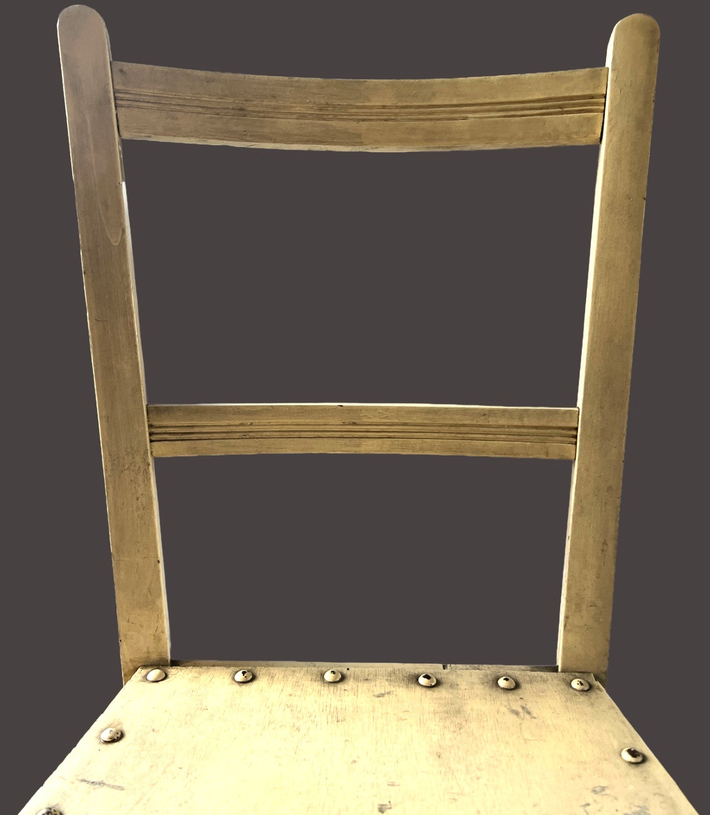 Vintage Rustic Farmhouse Chair Turned Legs Studded Seat 84cm