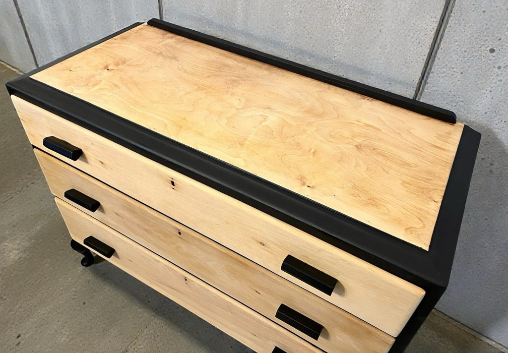 Modern Rustic Chest of Drawers Black & Natural Wood Farmhouse Style, Edwardian