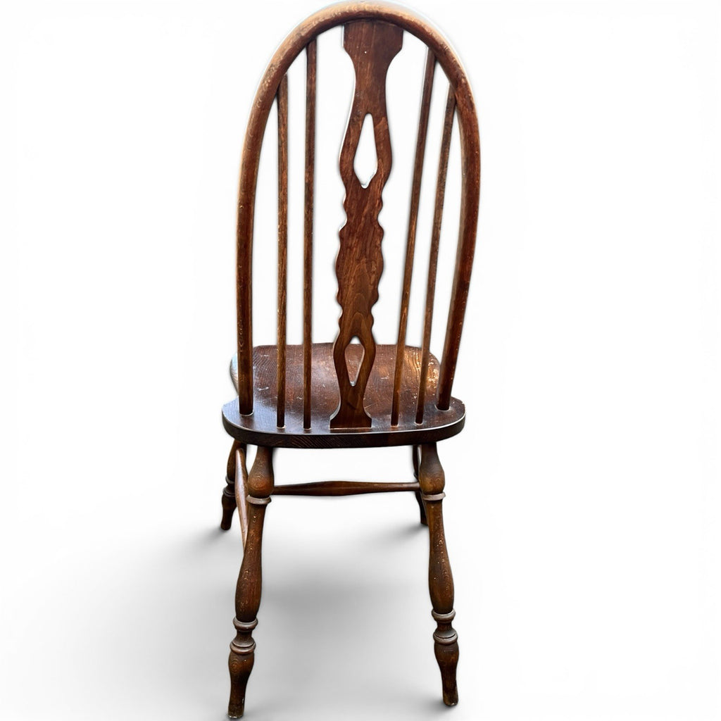 Vintage Set of Four Dark Oak Wheel Back Chairs