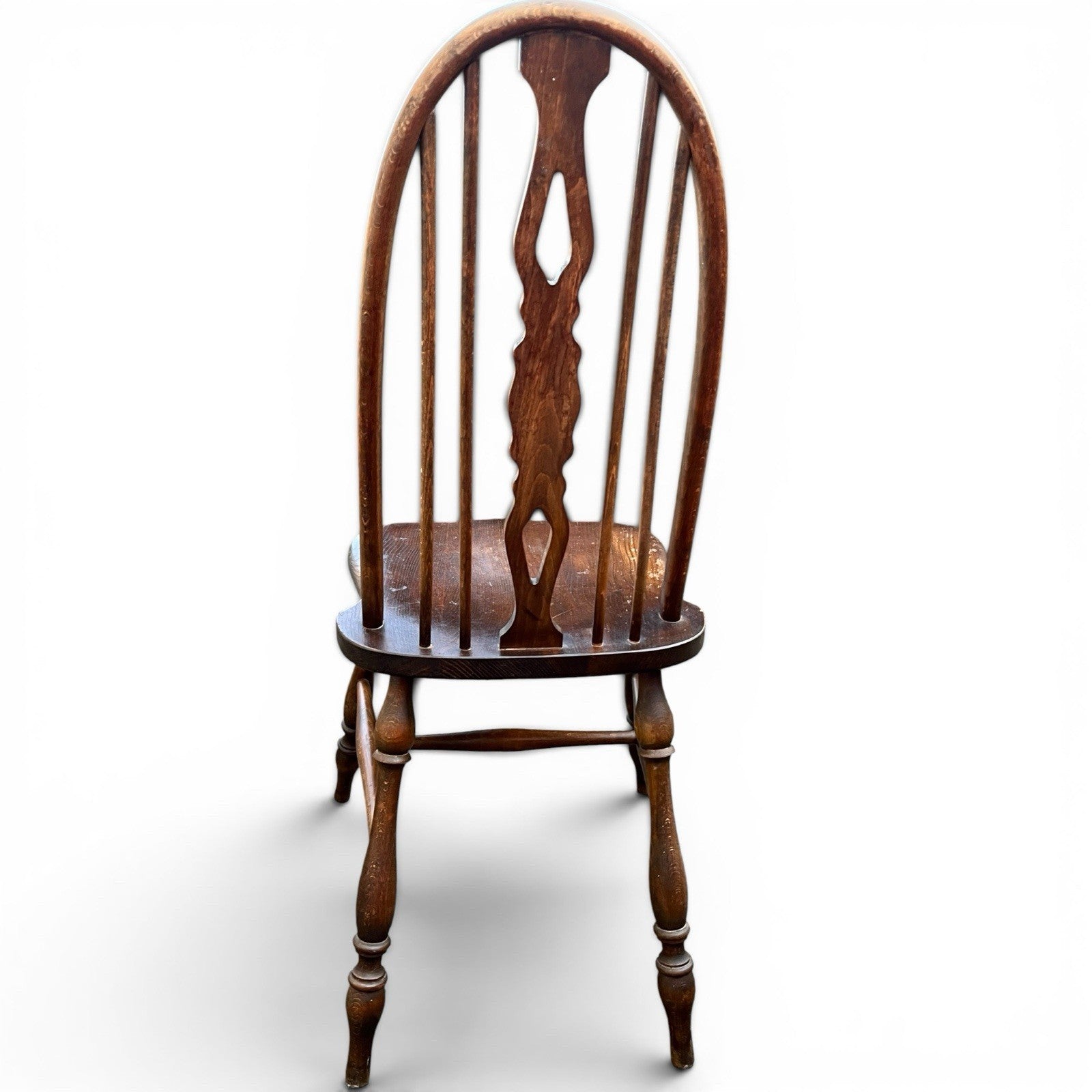 Vintage Set of Four Dark Oak Wheel Back Chairs