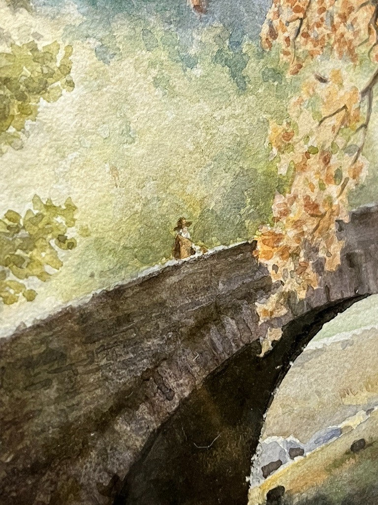 R W Clarke Watercolour Painting 1953 Peter Bridge Framed Landscape 51cm