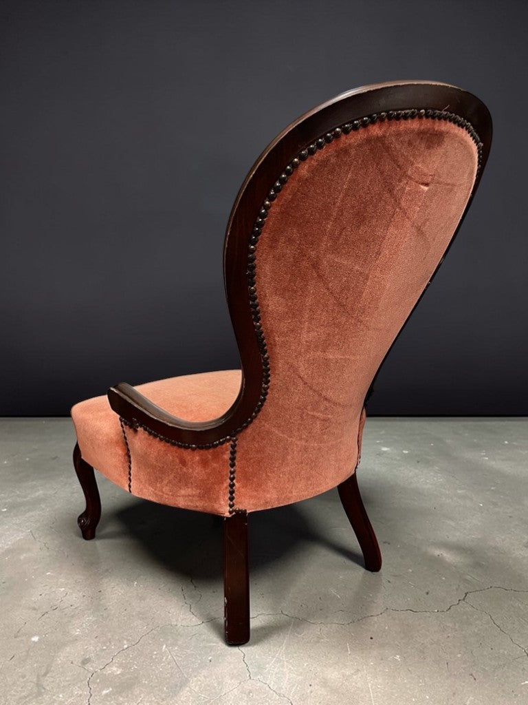 Victorian Slipper Chair Antique Nursing Chair Low Seat Upholstered c.19th C.