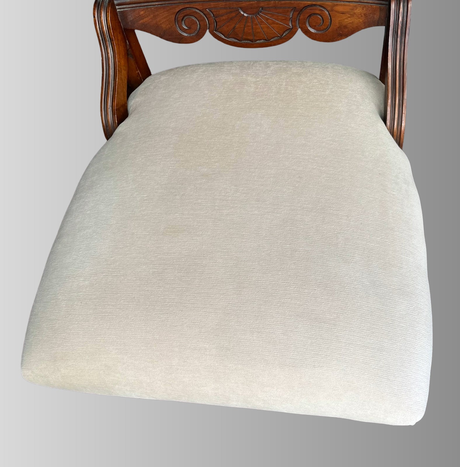 Victorian Mahogany Carved Upholstered Chair Fireside or Bedroom Chair Cream