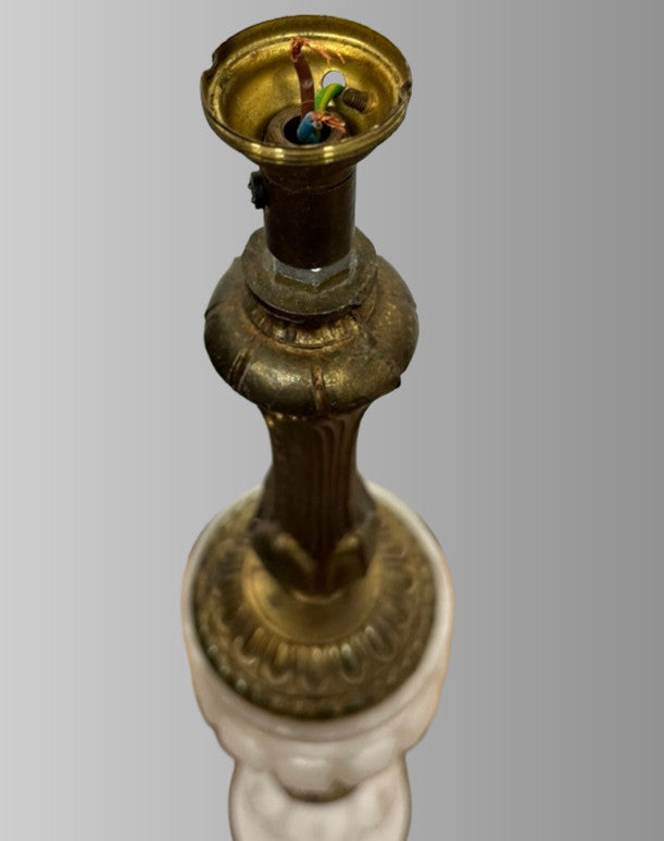 Vintage onyx marble gold brass table lamp H 38 x base 12cm for restoration