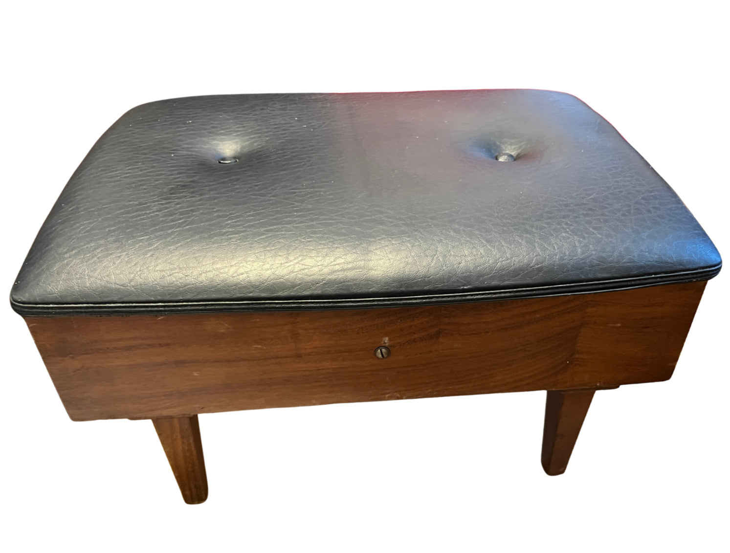 Vintage Wooden Sewing Box Stool / Ottoman With Storage & Full Vintage Contents