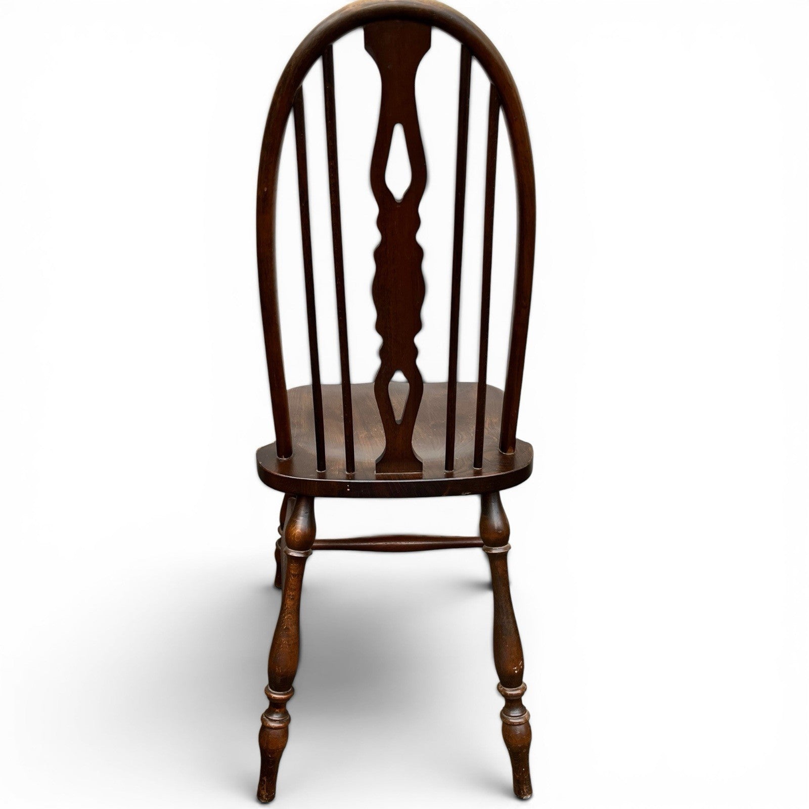 Vintage Set of Four Dark Oak Wheel Back Chairs