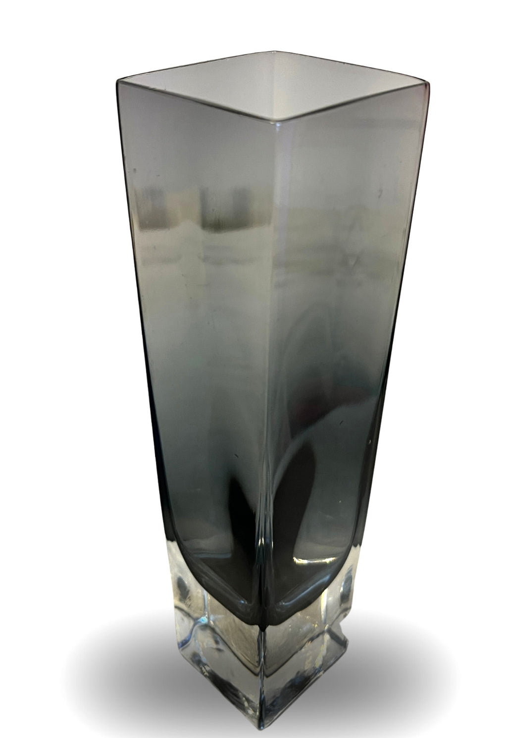 Attributed Timo Sarpaneva Iittala Linearia Vase Smoky Grey Art Glass Finland
