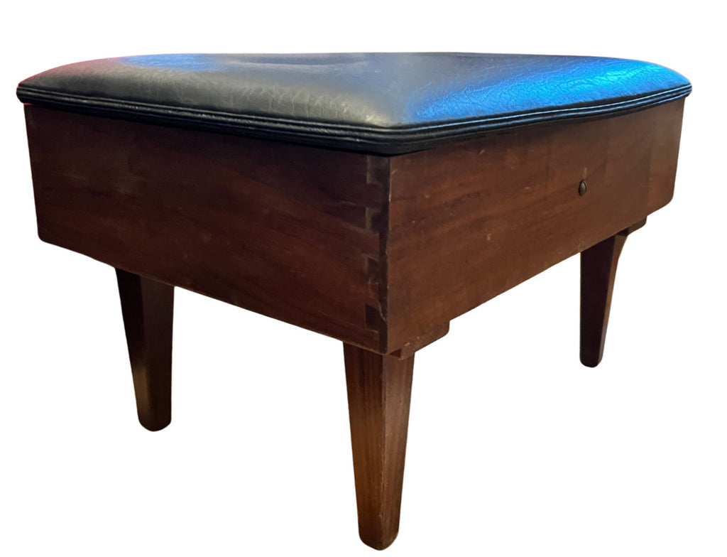 Vintage Wooden Sewing Box Stool / Ottoman With Storage & Full Vintage Contents