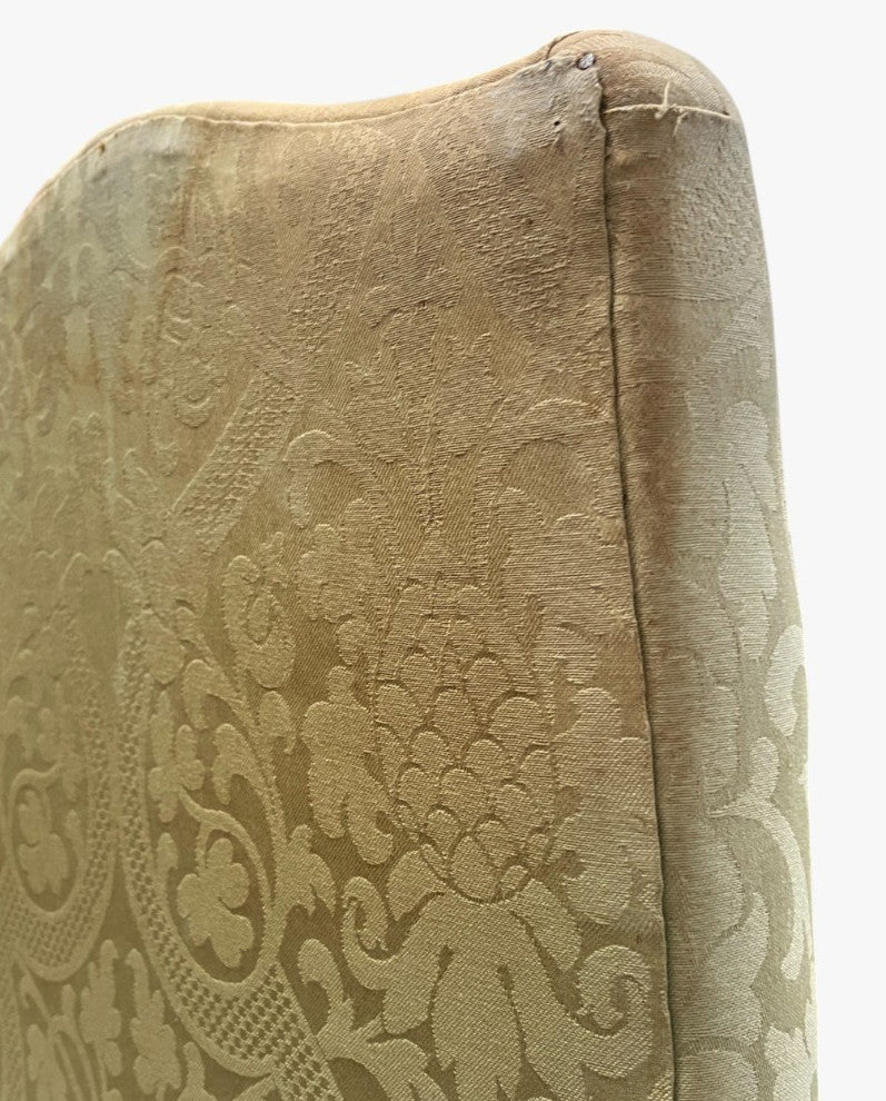 Vintage Upholstered Armchair Low Occasional Chair Bedroom Accent Seat Damask