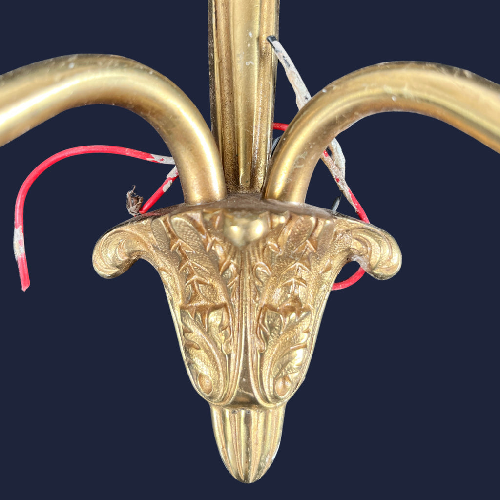 6x Vintage Art Nouveau Style Twin Arm Wall Sconces Brass Effect Wall Lights