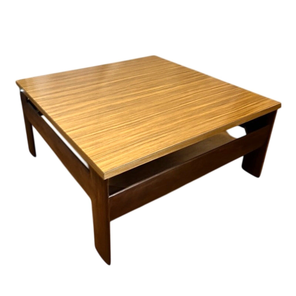 Mid Century Square Coffee Table 79cm – Danish Style Vintage Wood & Formica