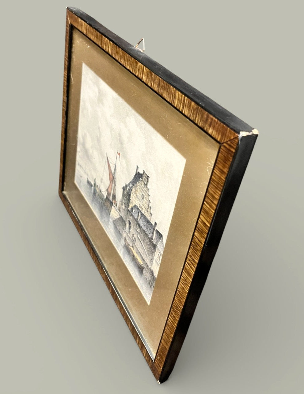 Antique Veere Lithograph E Koster Hilderdink Hand Coloured c1840 Framed