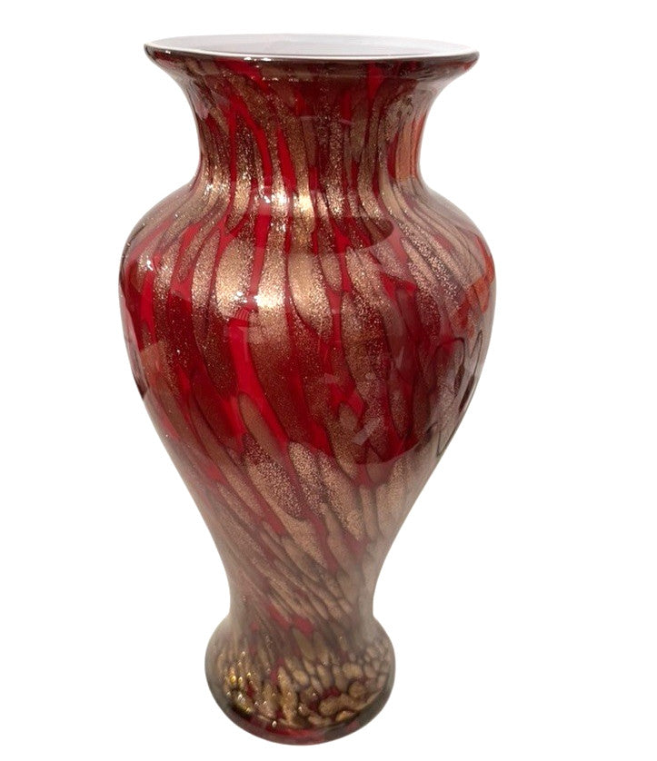 Art Glass Vase Red & Gold Table Vase 28.5cm
