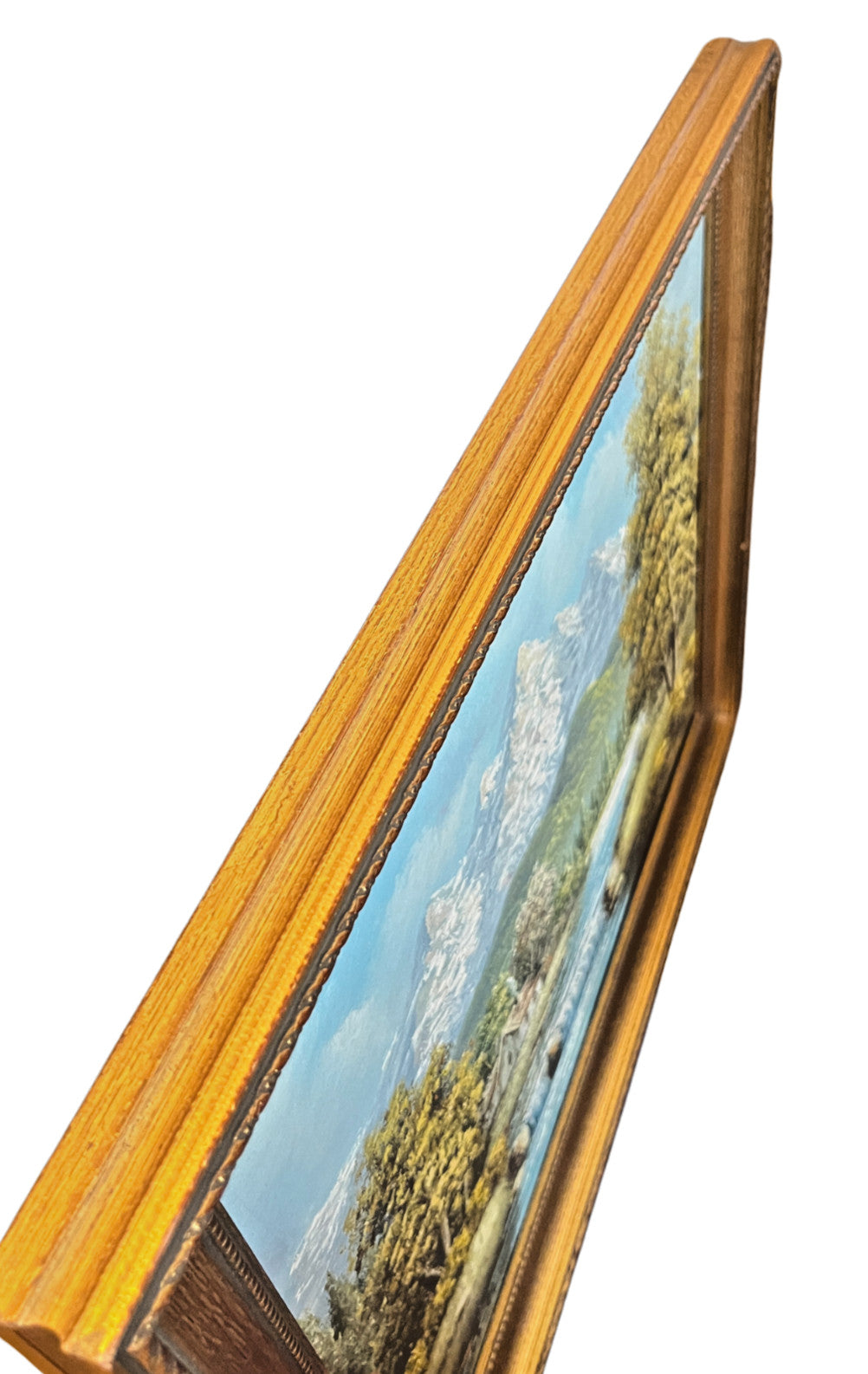 Vintage Oil Painting Mountain Landscape Signed Campbell Gold Gilt Frame 47x37cm