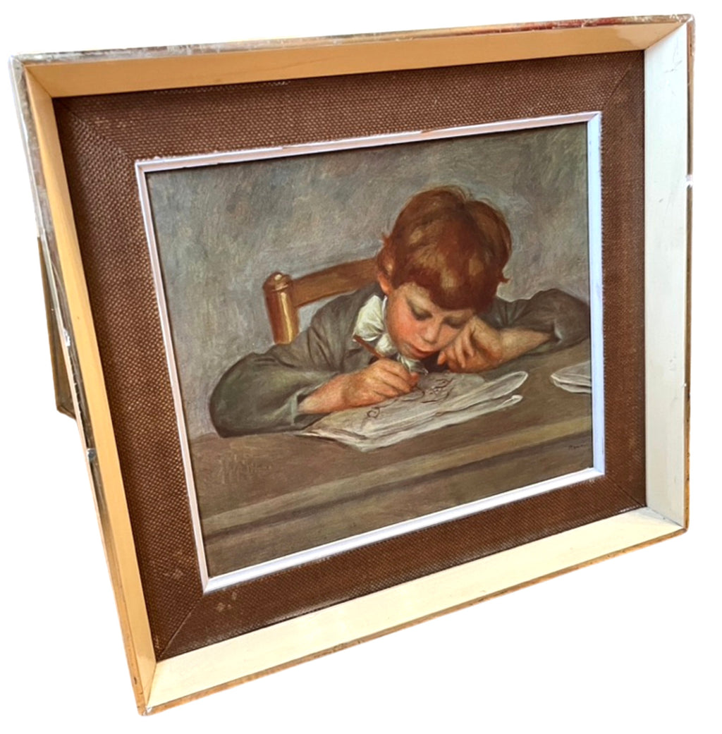 Vintage Renoir “Jean Renoir Drawing” Framed Art Print Boy Drawing Portrait