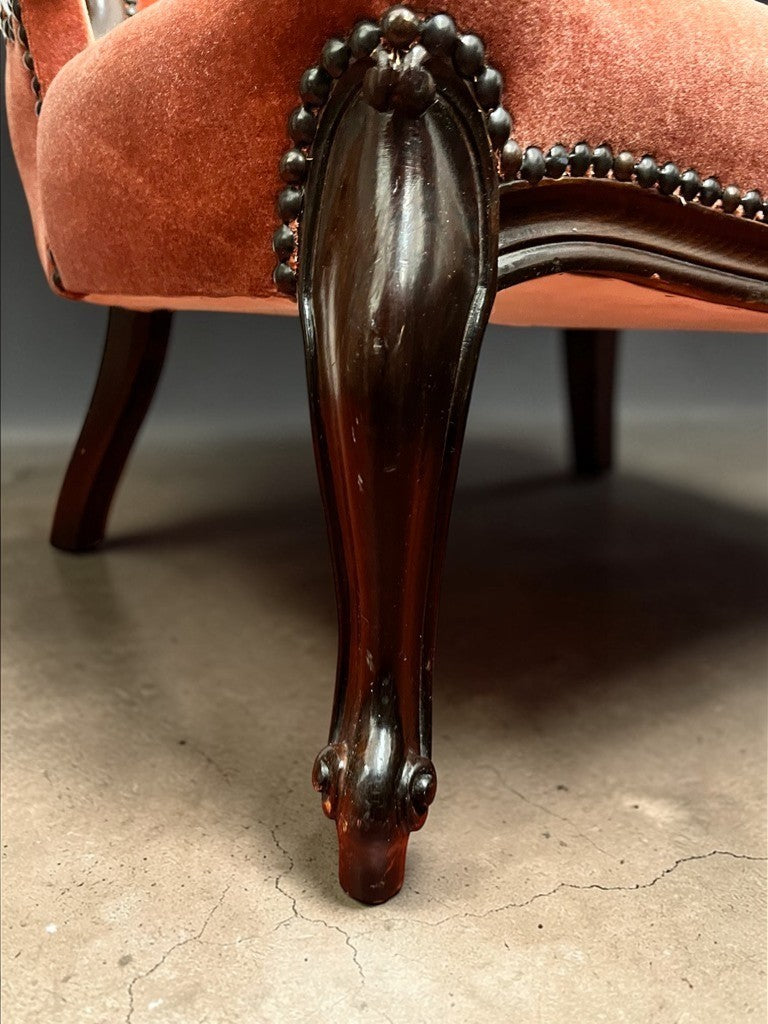 Victorian Slipper Chair Antique Nursing Chair Low Seat Upholstered c.19th C.