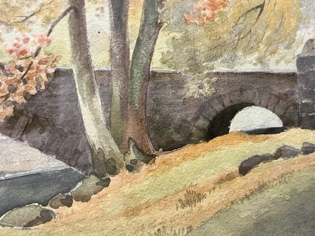 R W Clarke Watercolour Painting 1953 Peter Bridge Framed Landscape 51cm