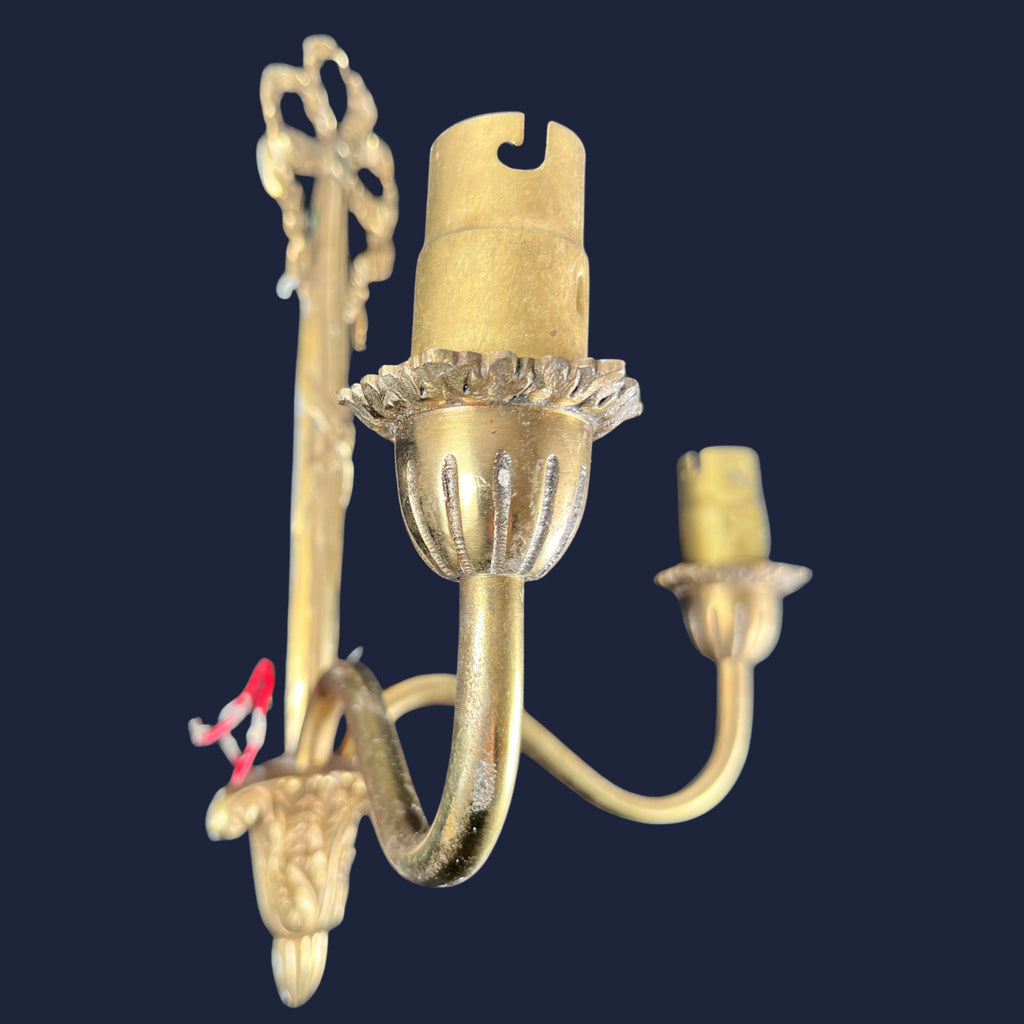 6x Vintage Art Nouveau Style Twin Arm Wall Sconces Brass Effect Wall Lights