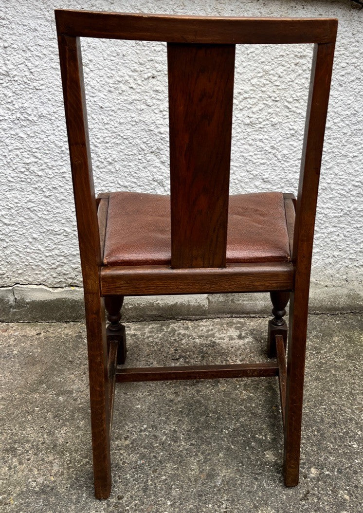 Pair Vintage Oak Dining Chairs Tudor Jacobean Farmhouse Carved Wooden Chairs