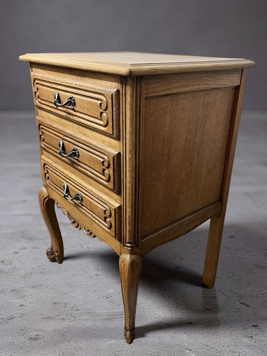 Vintage Oak Cabinet 3 Drawer Chest French Style 70cm