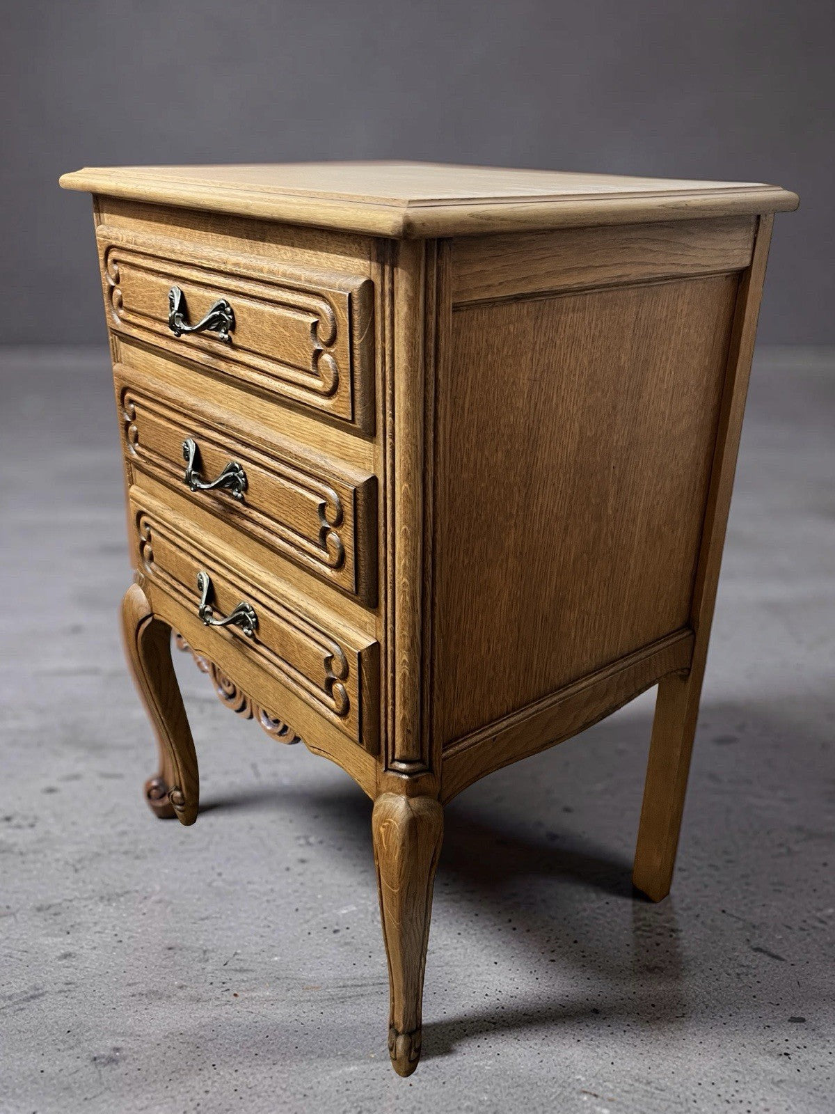 Vintage Oak Cabinet 3 Drawer Chest French Style 70cm