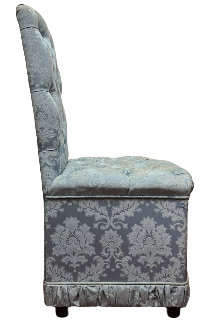 Blue Upholstered Vintage Style Accent Chair Button Back Dressing Chair