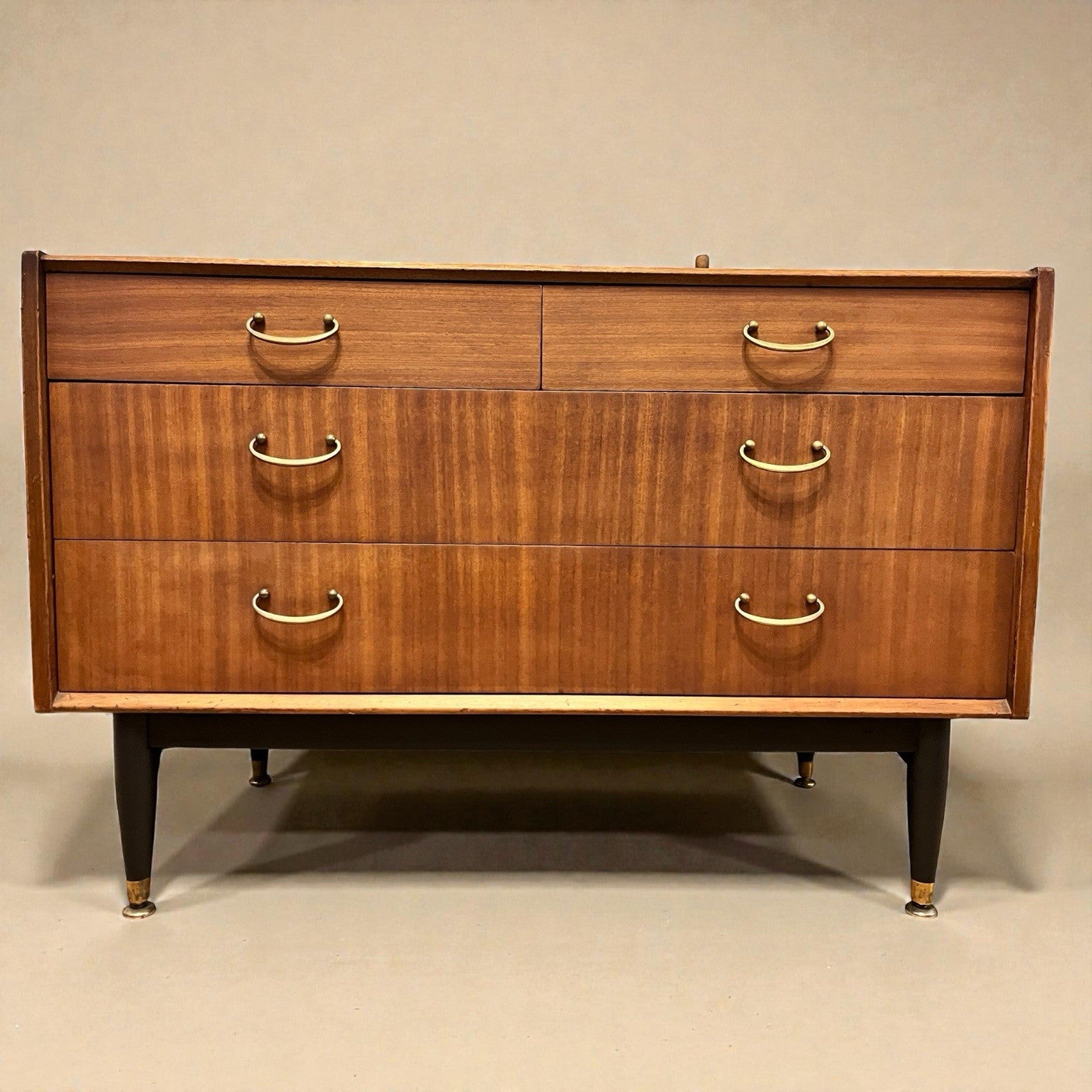 Nathan Mid Century Chest of Drawers Vintage Walnut Lowboy Cabinet Retro 99cm