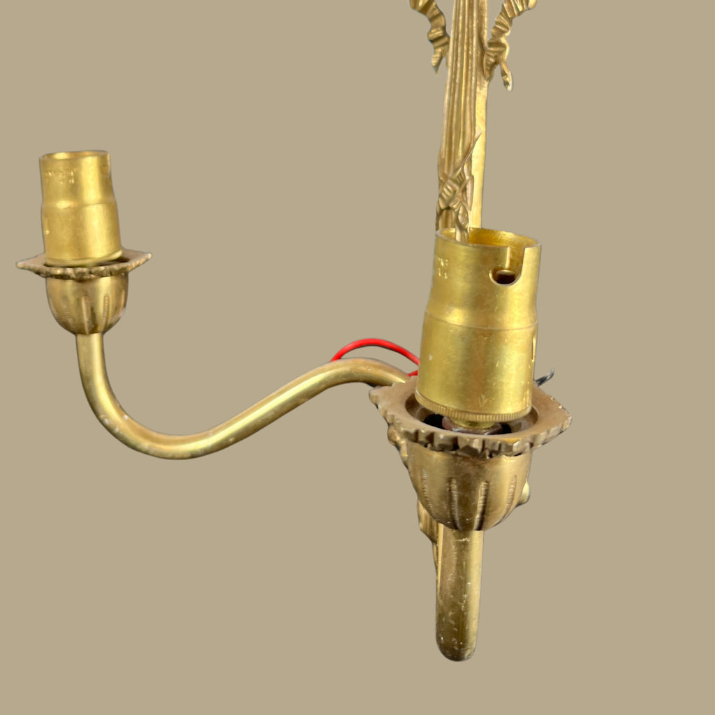 6x Vintage Art Nouveau Style Twin Arm Wall Sconces Brass Effect Wall Lights