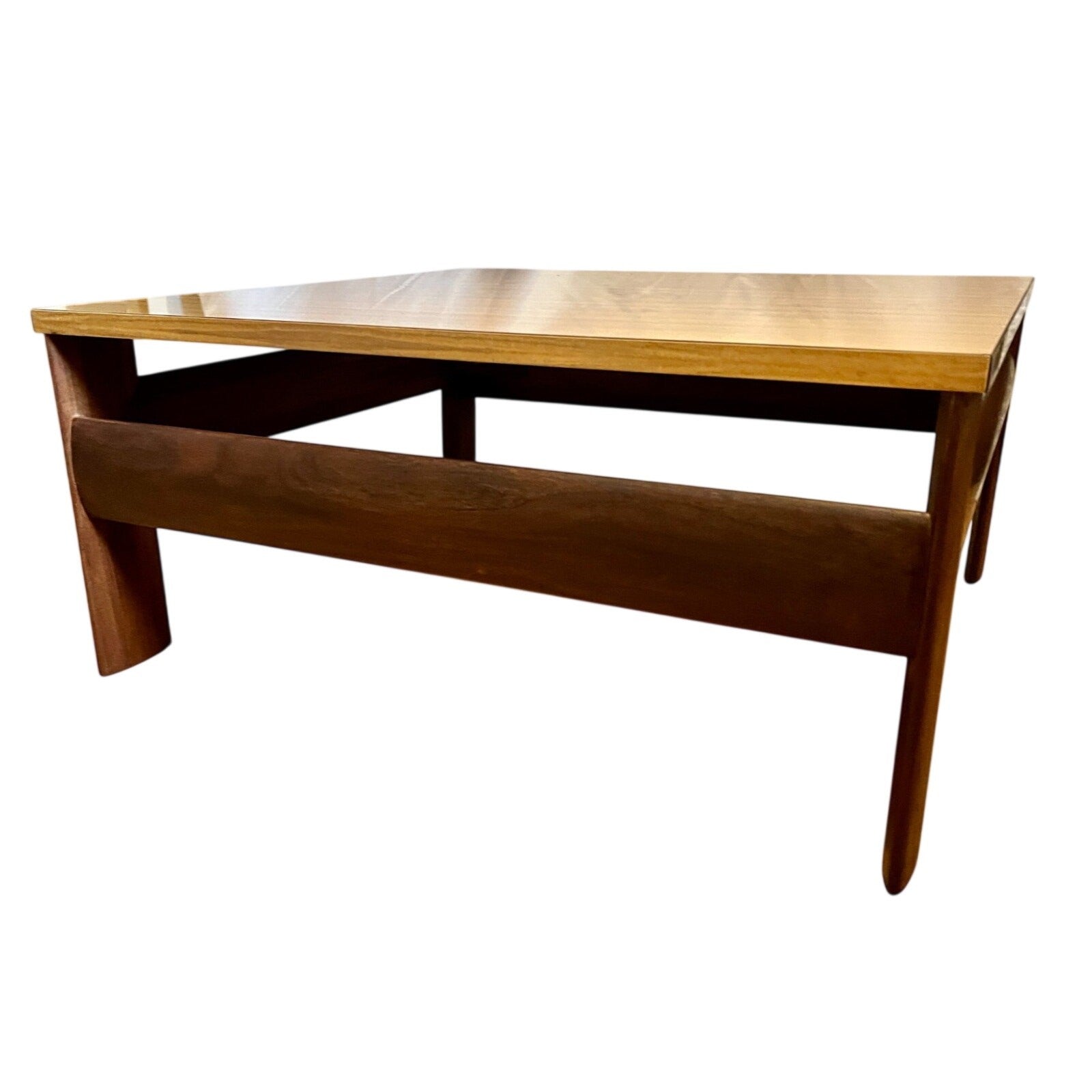 Mid Century Square Coffee Table 79cm – Danish Style Vintage Wood & Formica