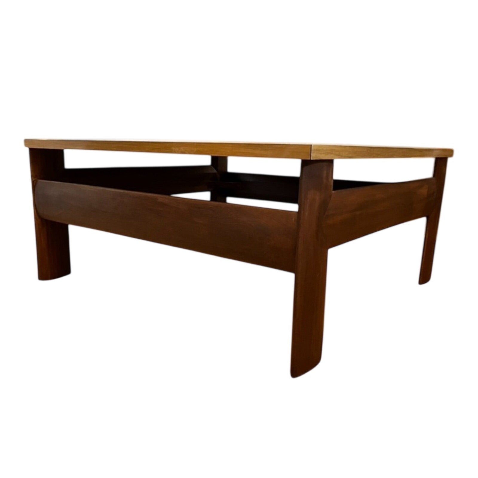 Mid Century Square Coffee Table 79cm – Danish Style Vintage Wood & Formica