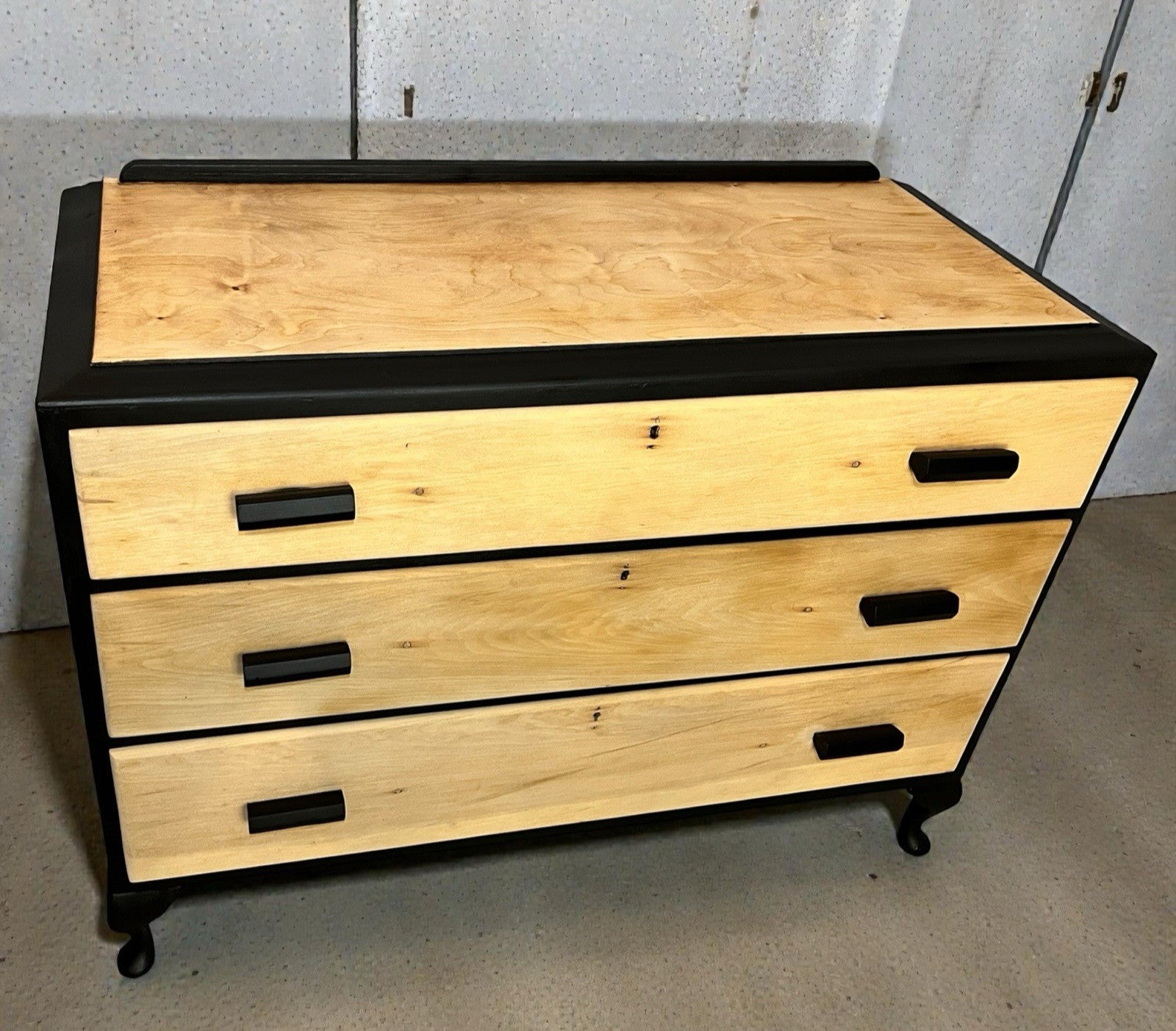 Modern Rustic Chest of Drawers Black & Natural Wood Farmhouse Style, Edwardian