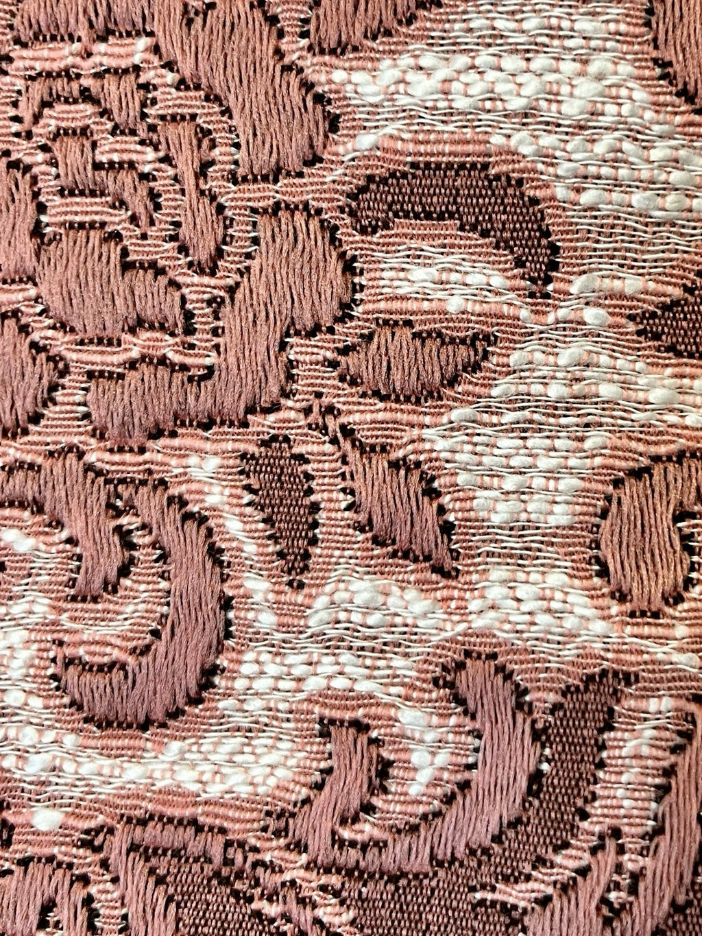 Vintage Pink Damask Curtain Panels W:140cm x D:206cm. 1970s Lightweight VGC