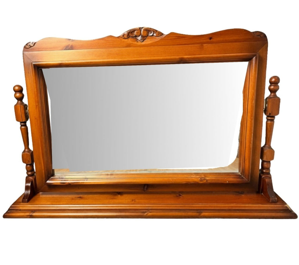 Large Vintage Freestanding Pine Dressing Table Mirror Rustic Farmhouse Country S