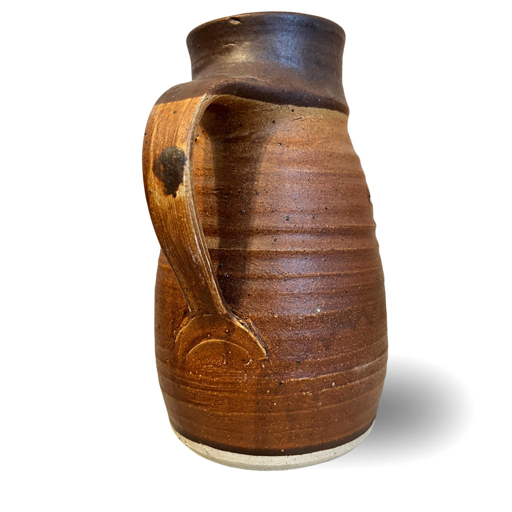 Vintage Studio Pottery Stoneware Jug Pitcher Brown Rustic Handmade Pottery Vase