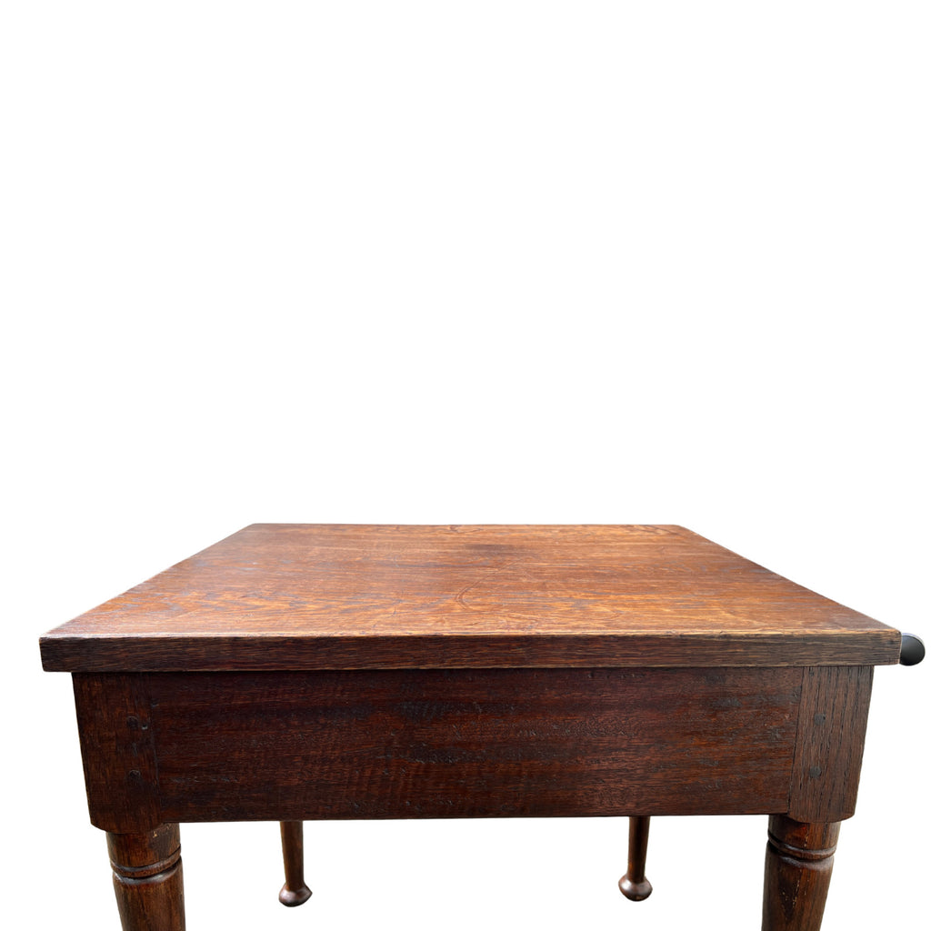 Antique Solid Oak Side Table Lamp Table Occasional Table Rustic Furniture