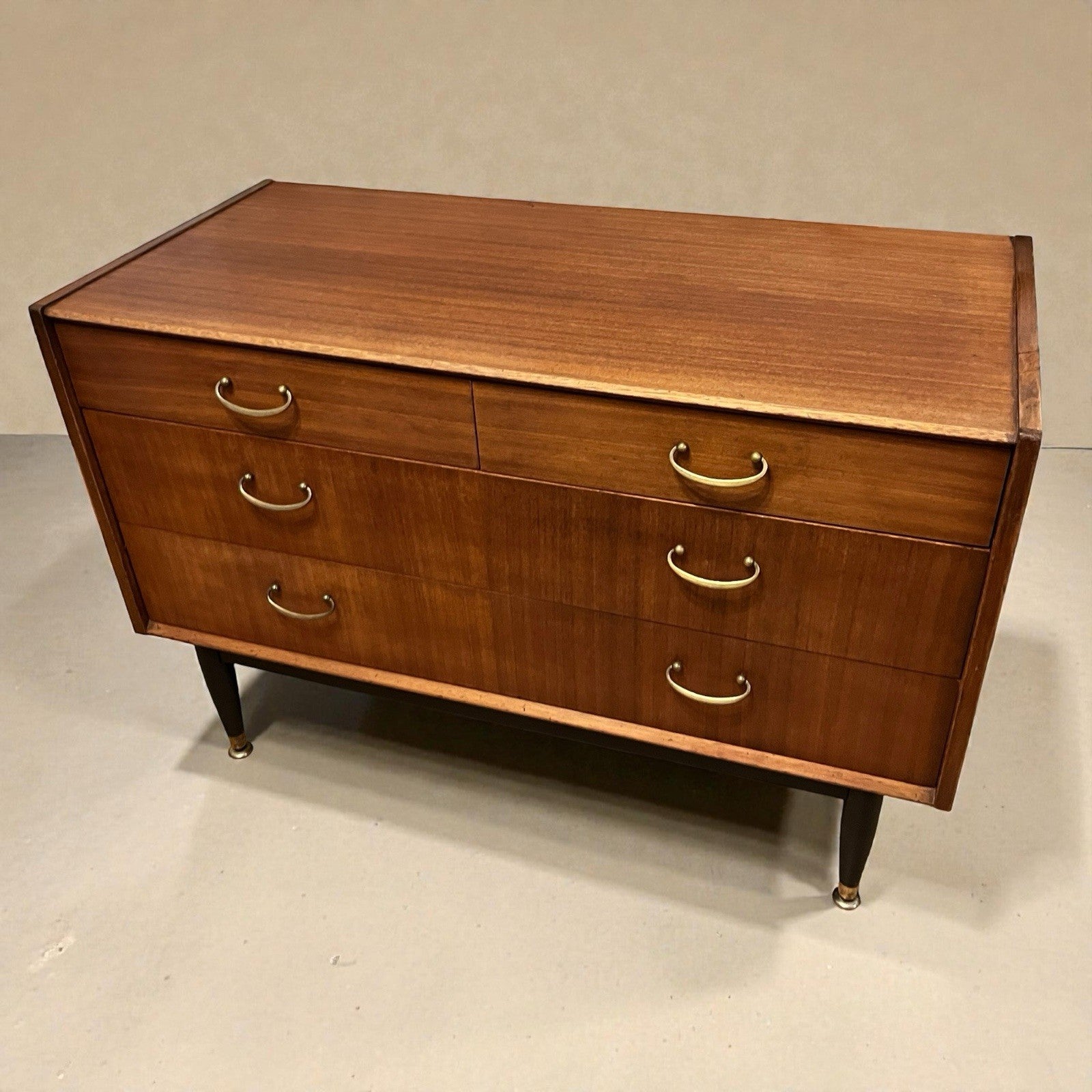 Nathan Mid Century Chest of Drawers Vintage Walnut Lowboy Cabinet Retro 99cm