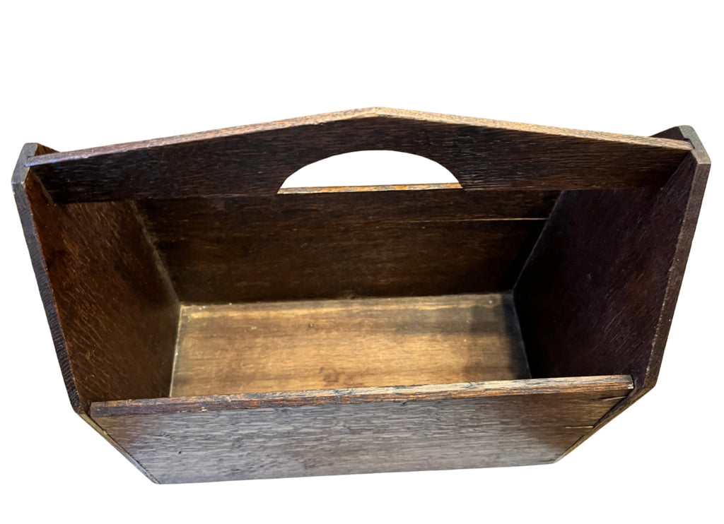 Antique Oak Magazine Rack / Newspaper Holder – Arts & Crafts Style Wooden Storag