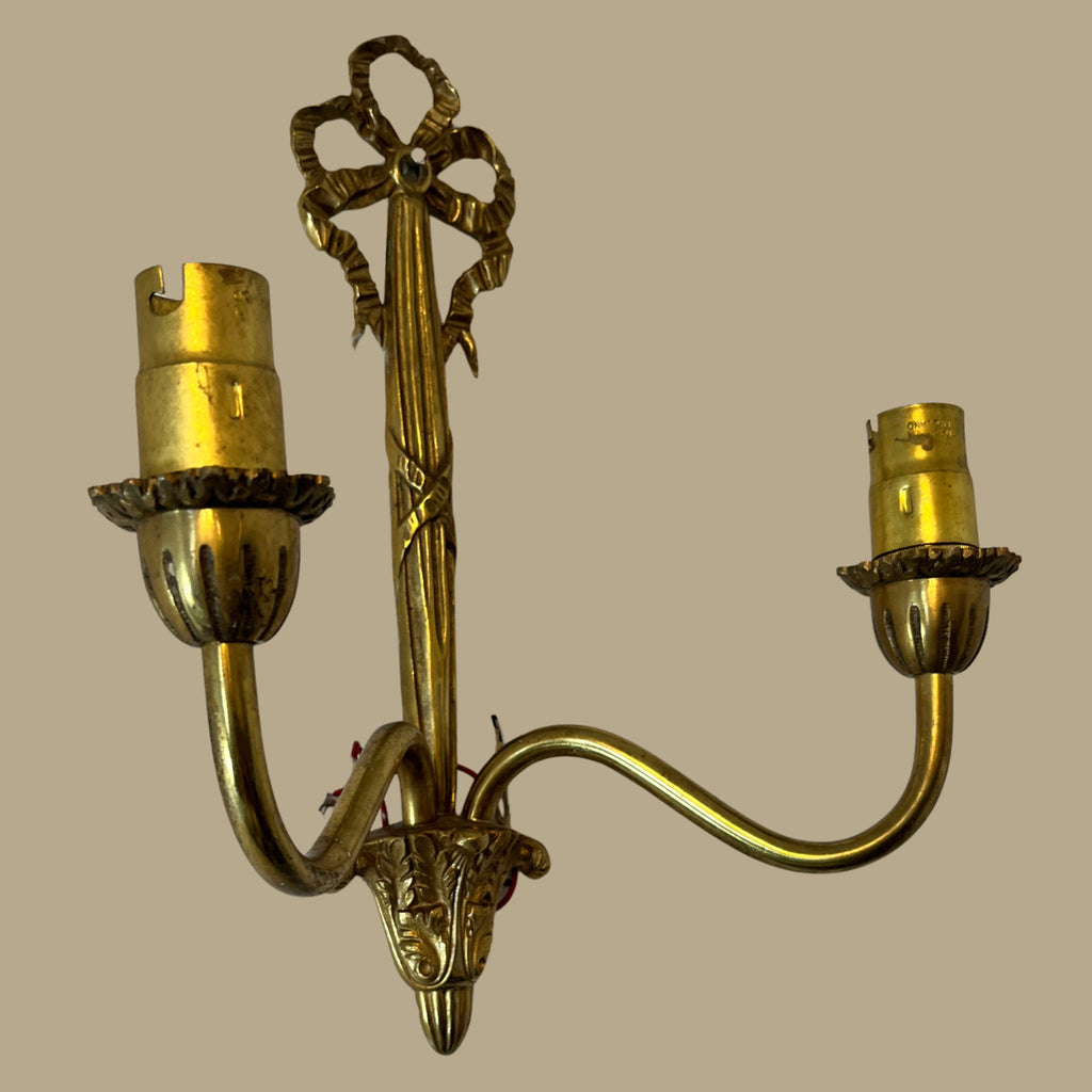 6x Vintage Art Nouveau Style Twin Arm Wall Sconces Brass Effect Wall Lights