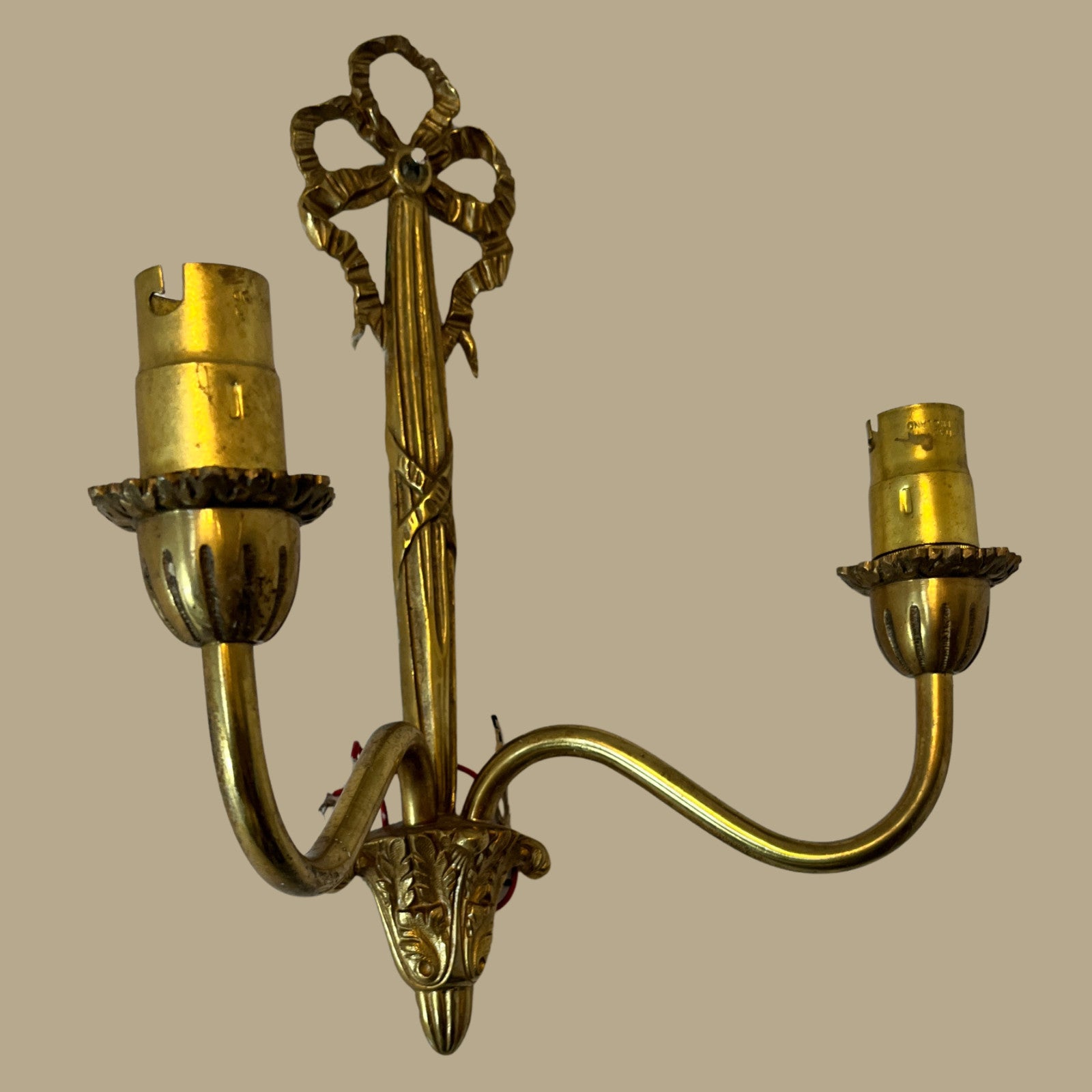6x Vintage Art Nouveau Style Twin Arm Wall Sconces Brass Effect Wall Lights