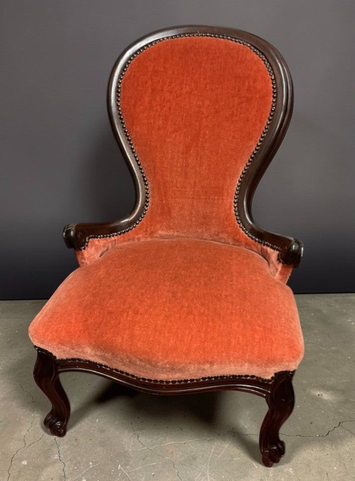 Victorian Slipper Chair Antique Nursing Chair Low Seat Upholstered c.19th C.