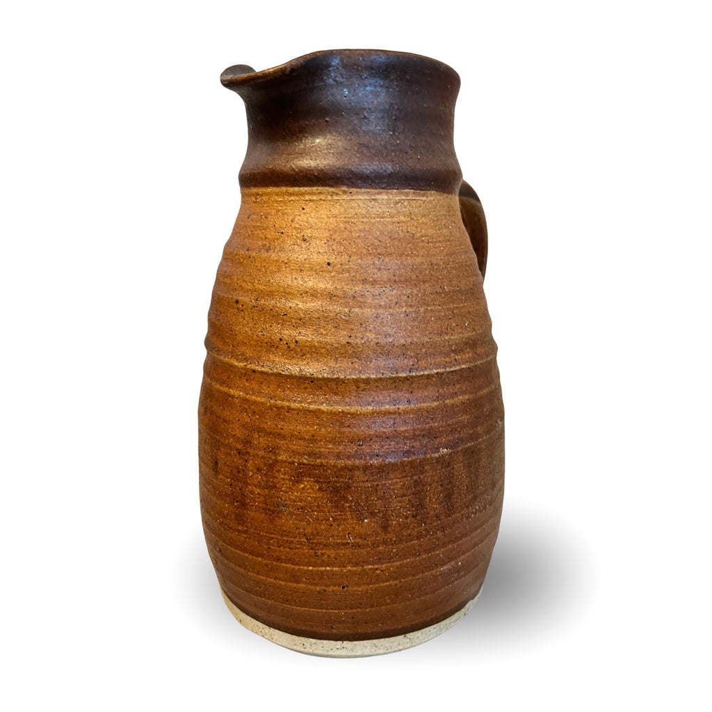 Vintage Studio Pottery Stoneware Jug Pitcher Brown Rustic Handmade Pottery Vase