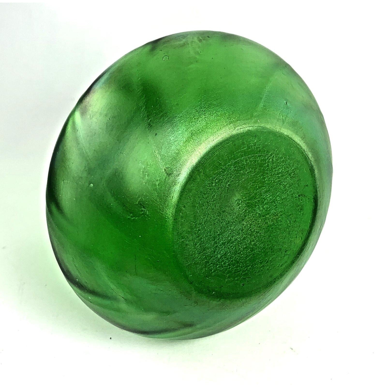 Antique Green Glass Vase Art Nouveau Art Glass Lustre Finish c1900